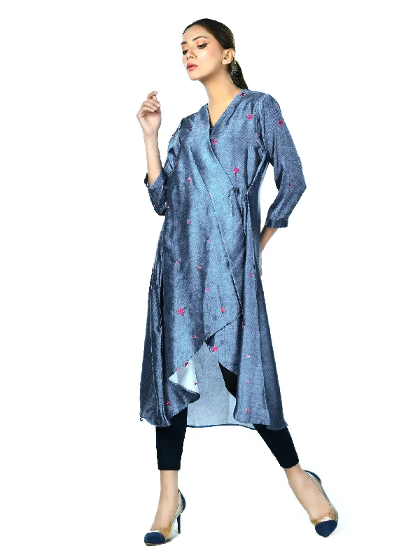 Silk Overlap Long Shirt