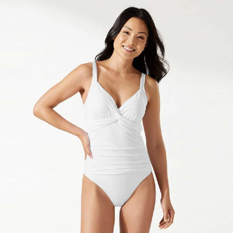 Tommy Bahama Pearl Underwire Twist Front One Piece Swimsuit - White*