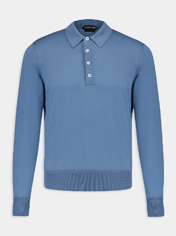 Blue Polo Knit Sweater