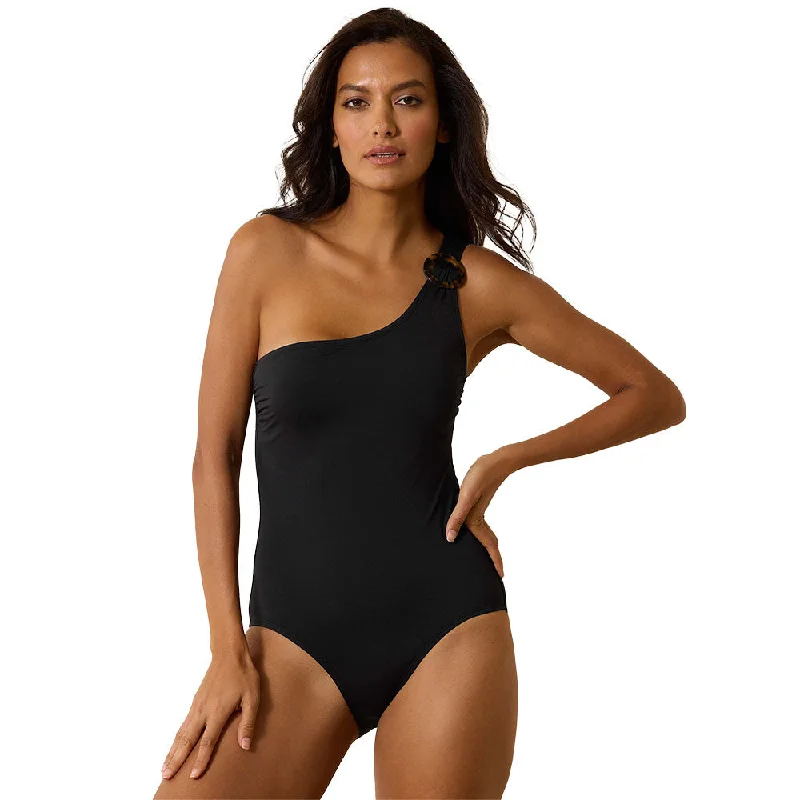 Tommy Bahama Pearl Novelty One Shoulder One Piece Swimsuit - Black*