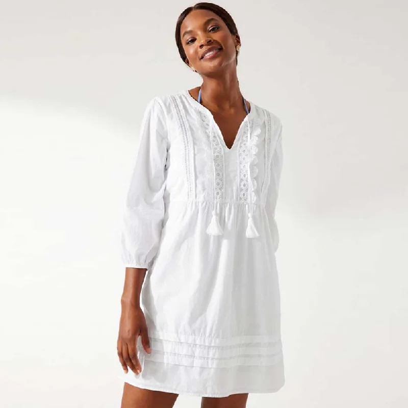 Tommy Bahama Salina Key Poplin Split Neck Dress Cover Up - White*