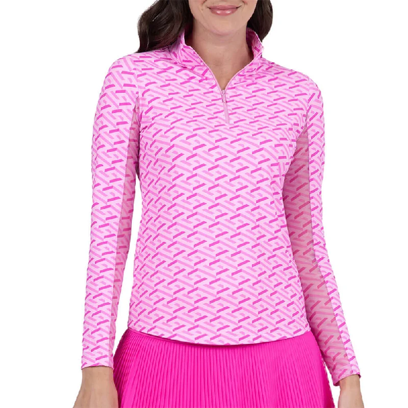 IBKUL Fatima Long Sleeve Top - Hot Pink/Candy Pink