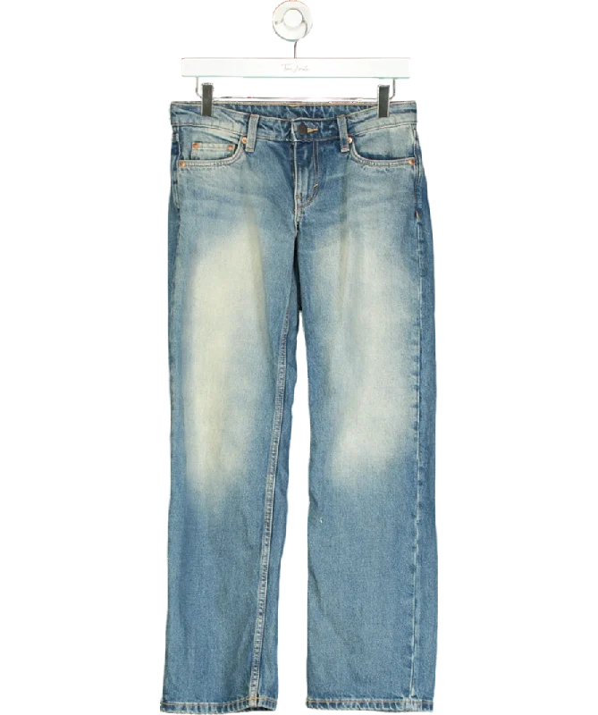 Weekday Low Waist Regular Fit Straight Leg Jeans In Streaky Blue Wash W25