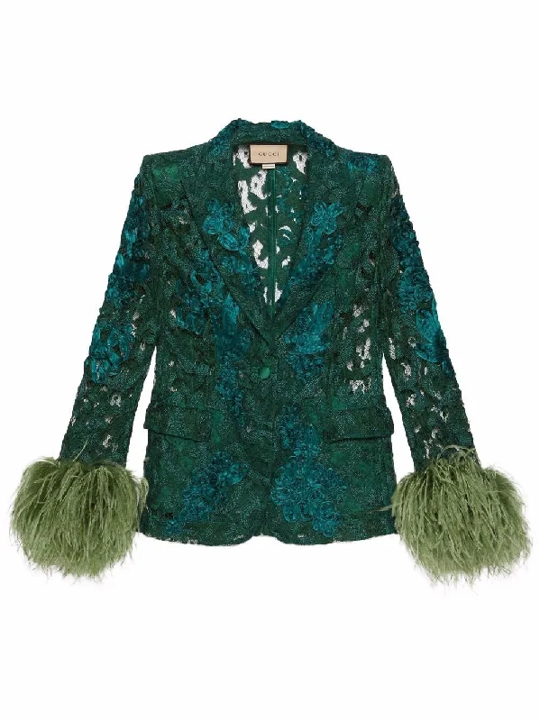 Floral Lace Single-Breasted Jacket