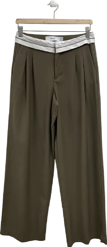 Bershka Green Contrast Tape Wide Leg Trousers UK 6