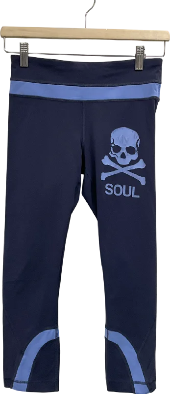 LuluLemon Blue Skull Cropped Leggings UK XS