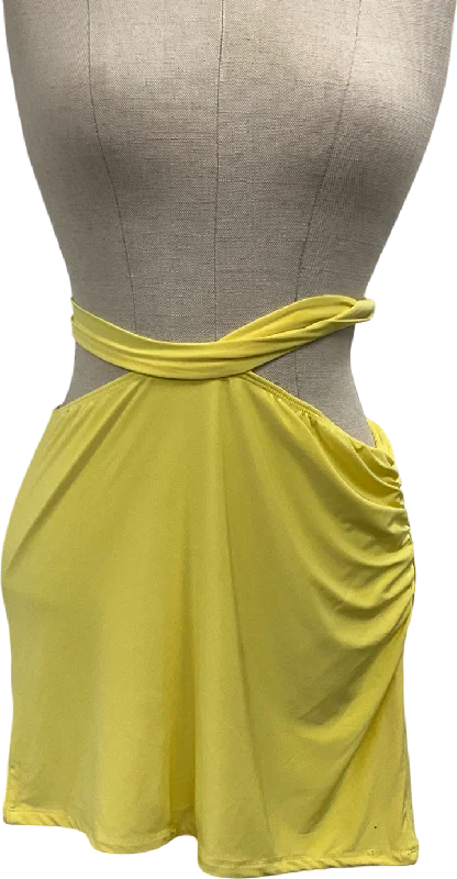 PrettyLittleThing Premium Yellow Double Layer Mini Skirt UK 10