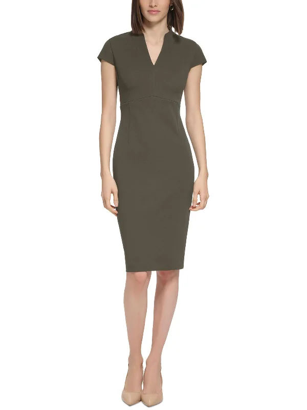 Womens V-Neck Knee-Length Sheath Dress