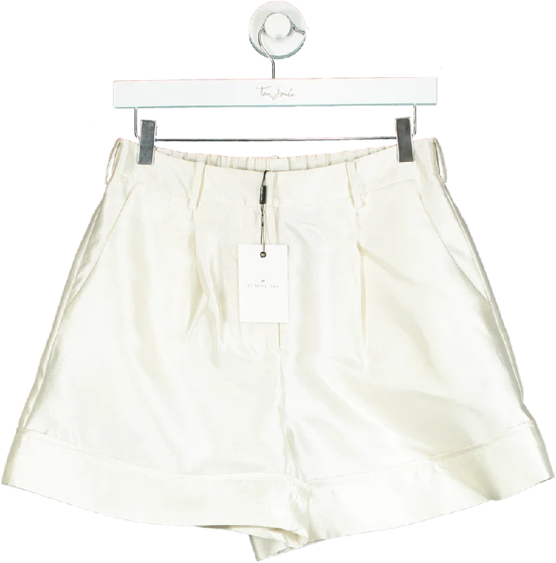 By Malina White Satin Shorts UK S