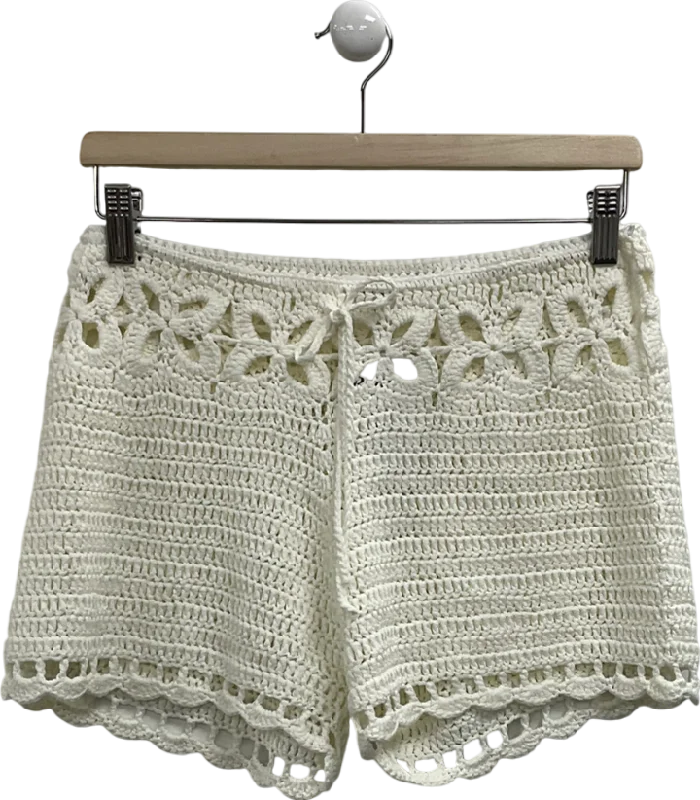 Superdown Cream Juliana Crochet Shorts UK L