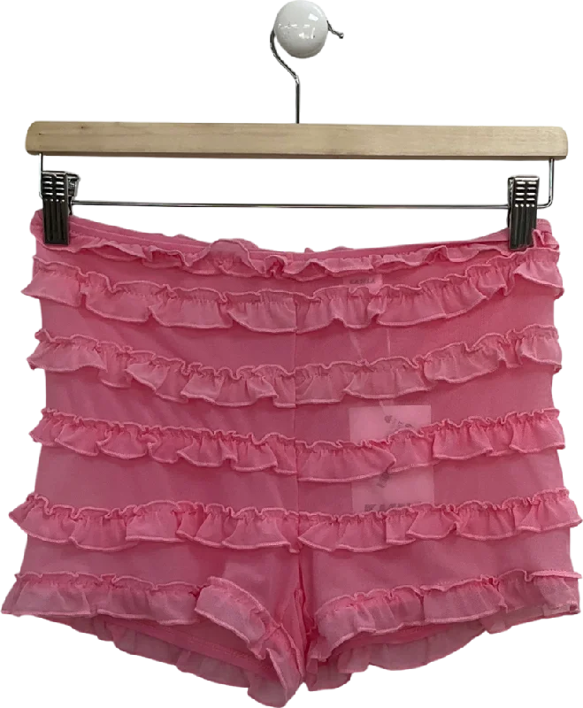 Kasela Pink Ruffle Mesh Shorts UK M