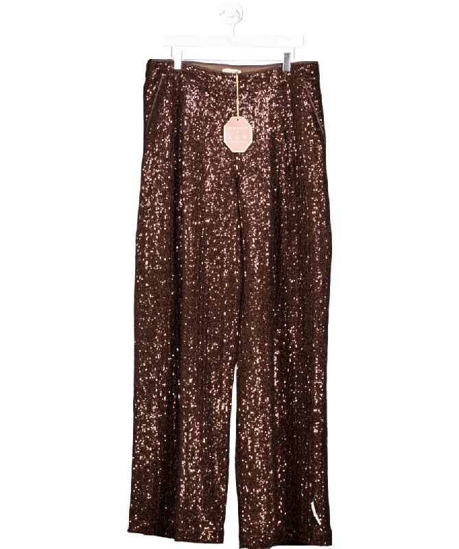 Monsoon X Sarah Corbett-winder Wide Leg Sequin Trousers Bronze UK 18