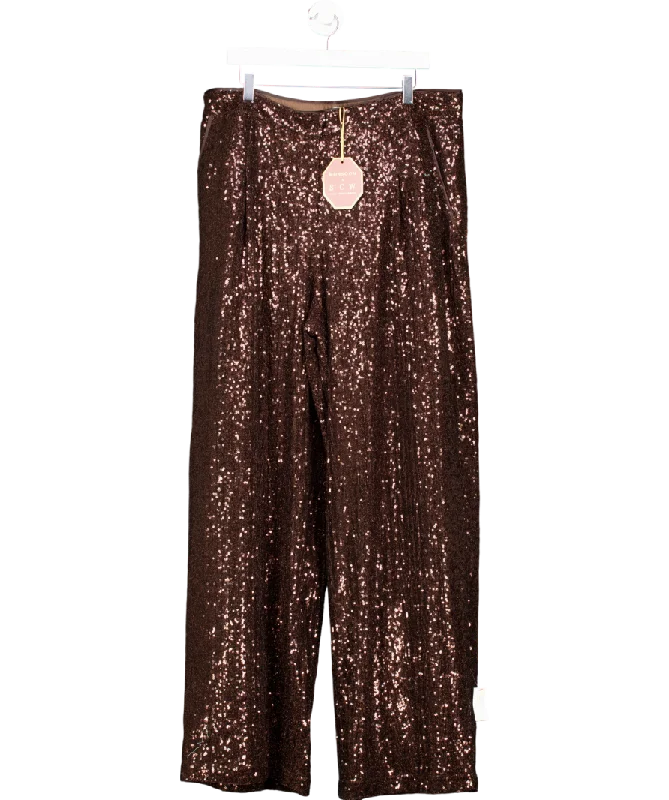 Monsoon X Sarah Corbett-winder Wide Leg Sequin Trousers Bronze UK 20