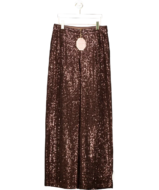 Monsoon X Sarah Corbett-winder Wide Leg Sequin Trousers Bronze UK 16