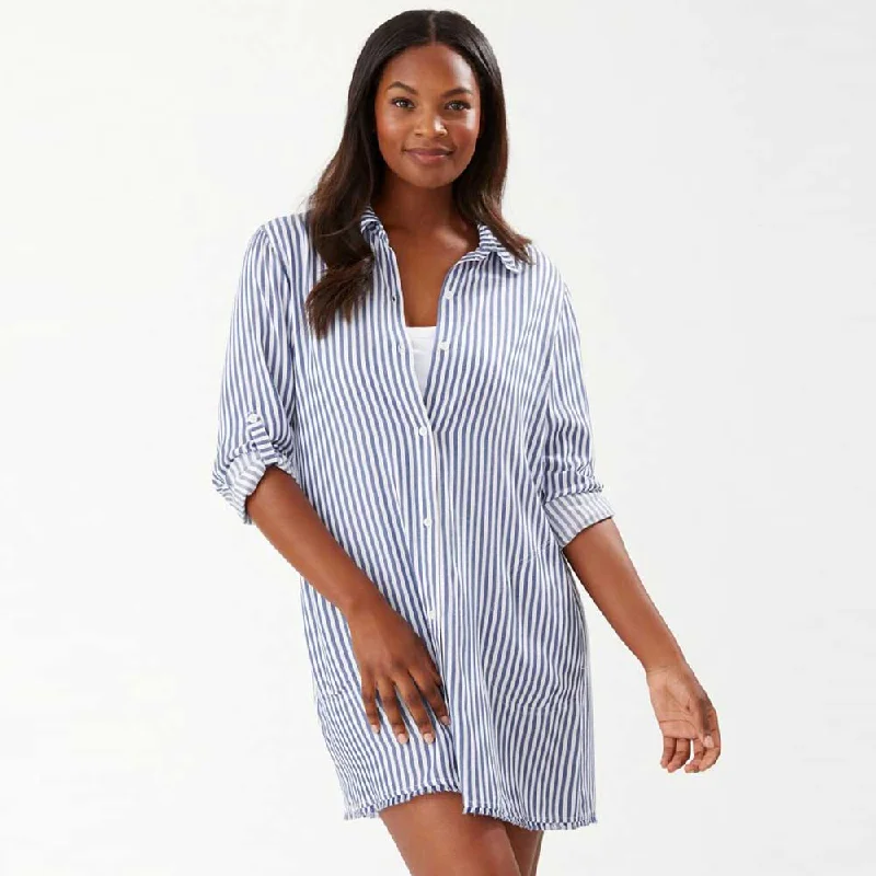 Tommy Bahama Chambray Stripe Bf Shirt Cover Up - Chambray*