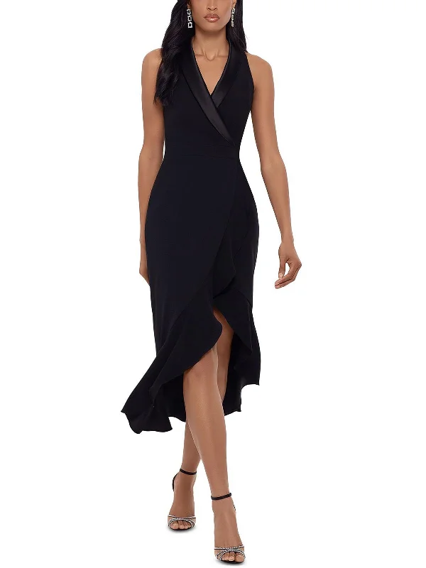 Womens Ruffled Collared Maxi Dress