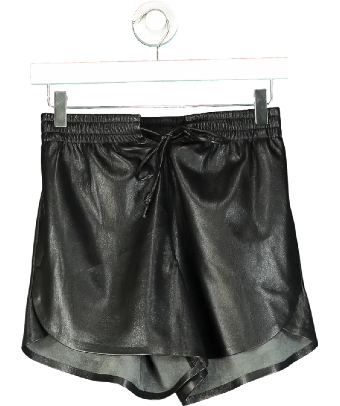 Nanushka Black Faux Leather Tie Up Shorts UK XS