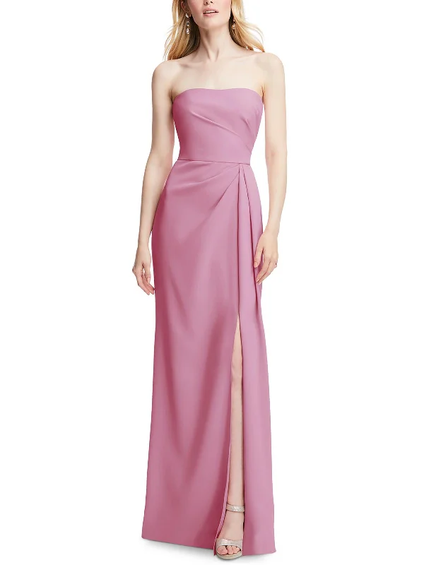 Womens Pleated Polyester Evening Dress