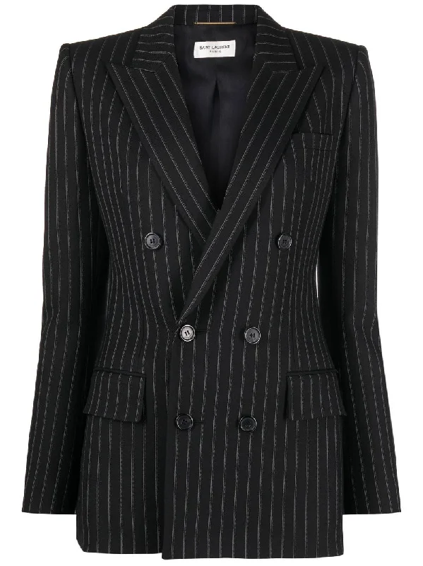 Pinstriped Double-Breasted Jacket