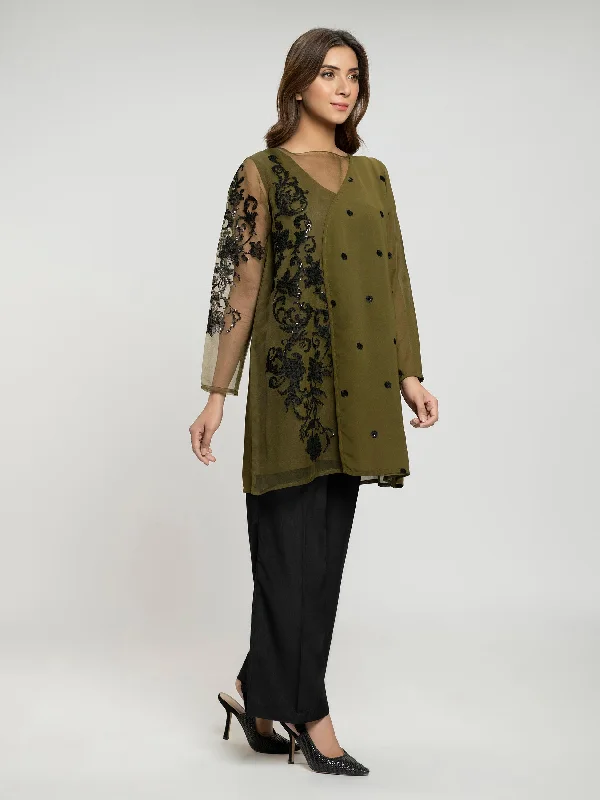 Embroidered Chiffon Shirt