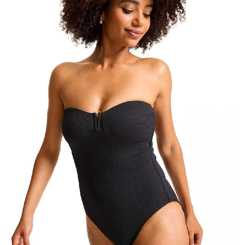 Tommy Bahama Womens Island Cays V Bandeau One Piece Swimsuit - Black*