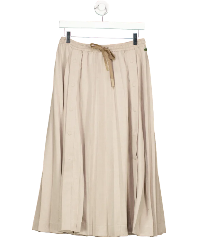 Lacoste Beige Long Pleated Flannel Skirt UK 8