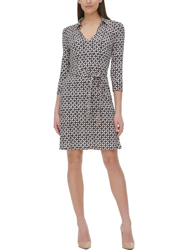 Womens Print Above Knee Shirtdress