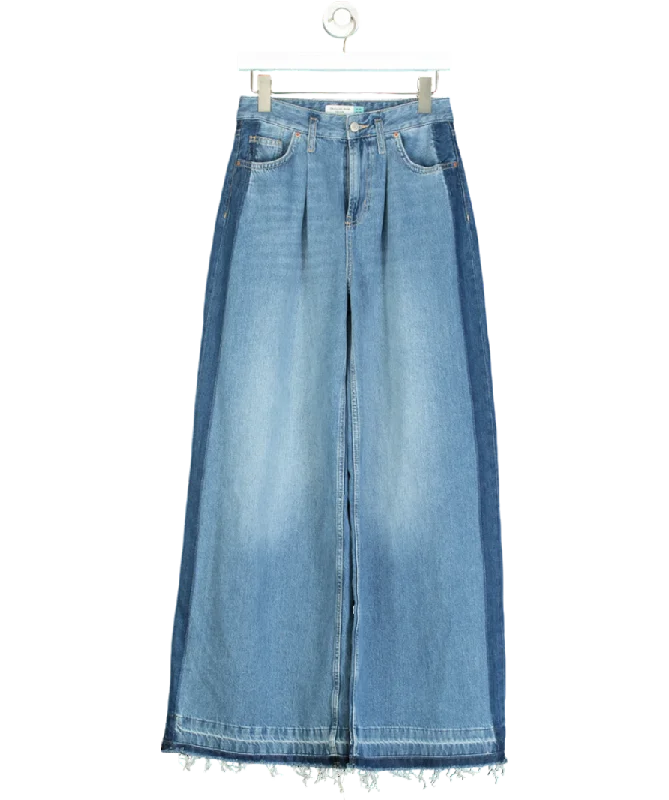 Next Blue Side Stripe Palazzo Wide Leg Jeans UK 6