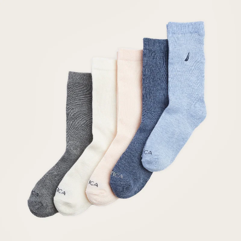 Nautica Womens Crew Dress Socks, 5-Pack