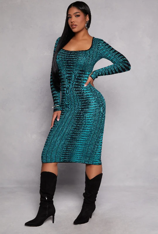 Abstract Patterned Sweater Dress