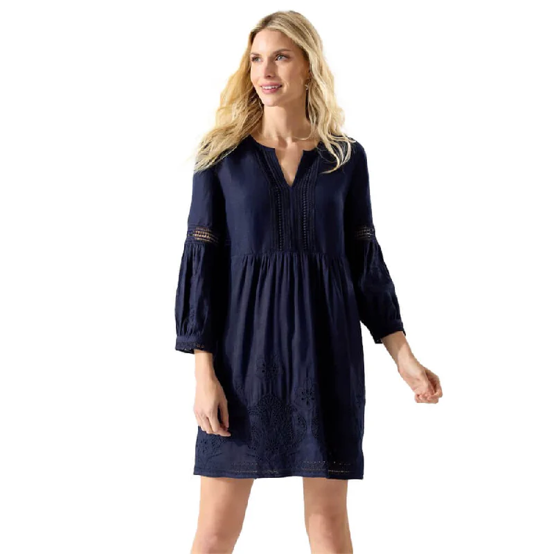 Tommy Bahama St. Lucia Split Neck Dress Cover Up - Mare Navy *