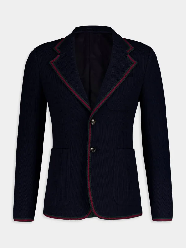 Single-Breasted Web Cotton Jersey Jacket