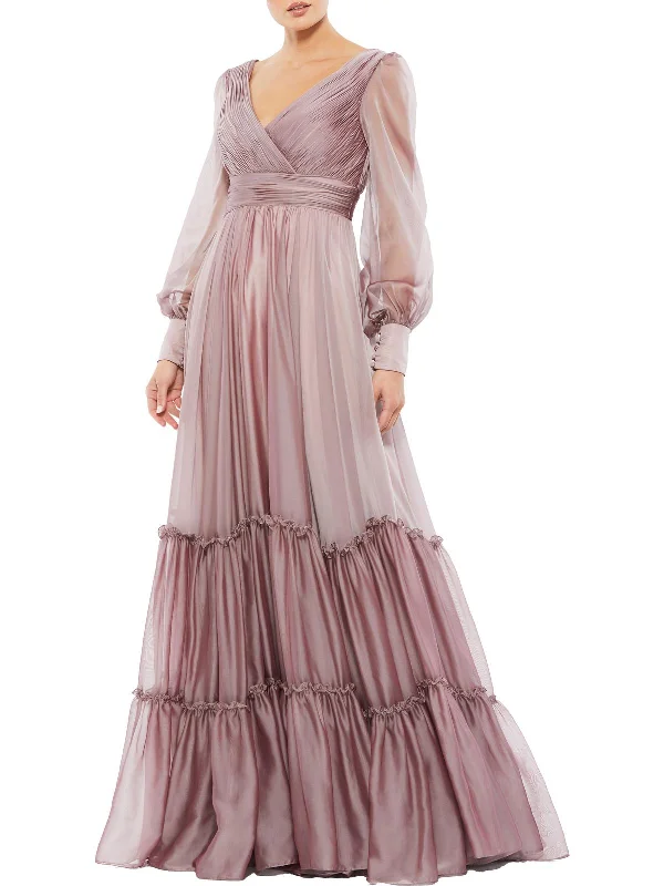 Womens Satin Maxi Evening Dress