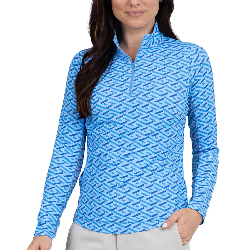 IBKUL Fatima Long Sleeve Top - Blue/Peri