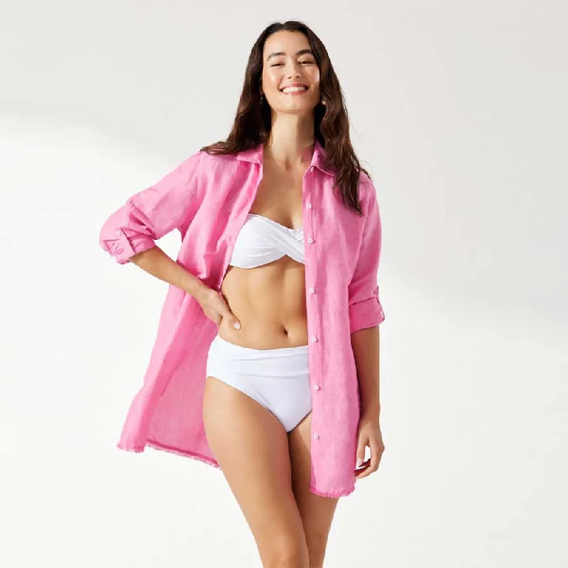 Tommy Bahama St Lucia Boyfriend Shirt Cover Up - Preppy Pink*