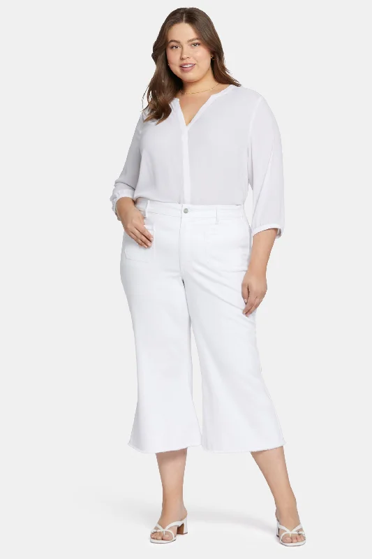 Patchie Wide Leg Capri Jeans In Plus Size - Optic White