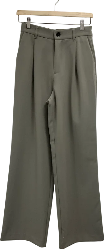 ZARA Green Trousers With Double Pleat UK XS