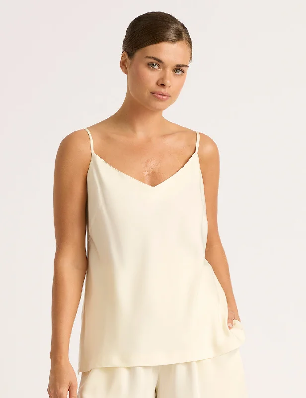 Vegan Silk Sleep Cami - Pearl