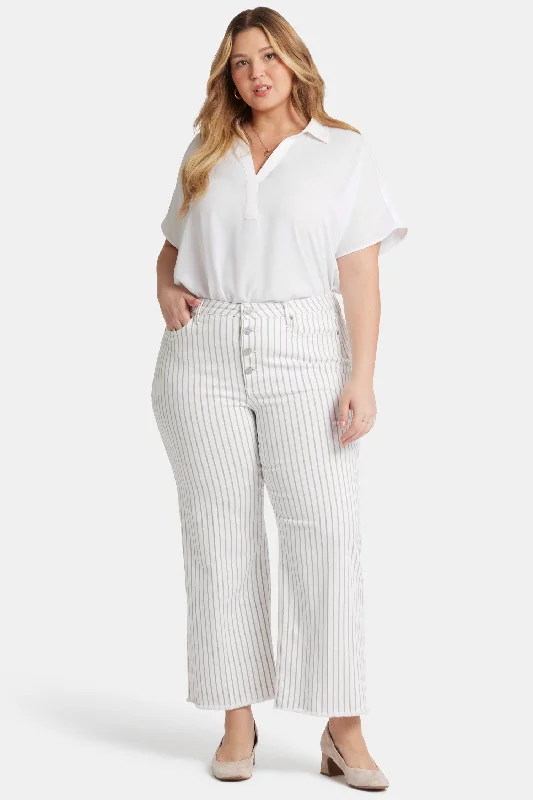 Teresa Wide Leg Ankle Jeans In Plus Size - Beach Cruise Stripe