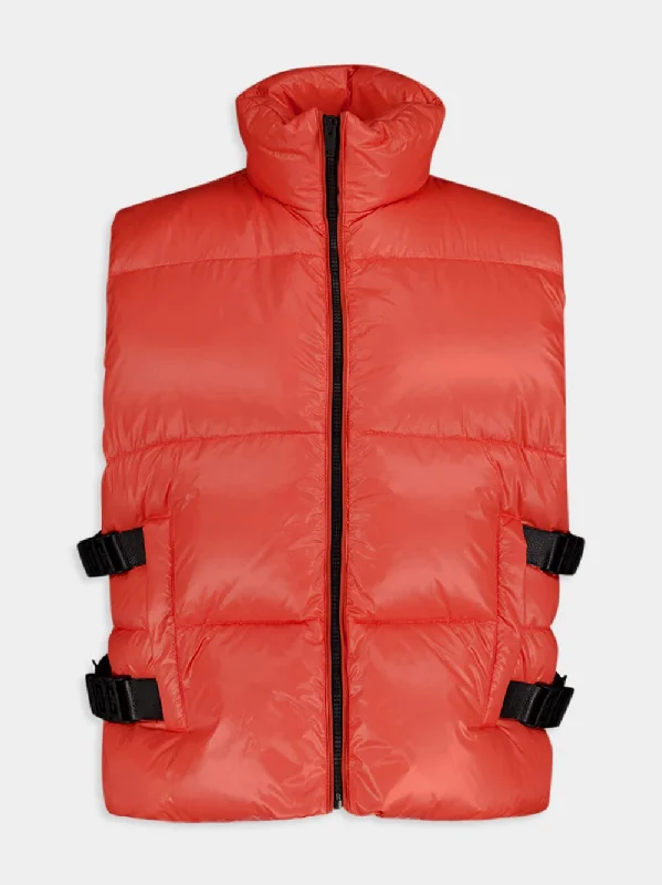 Double 4G Buckles Sleeveless Puffer Jacket