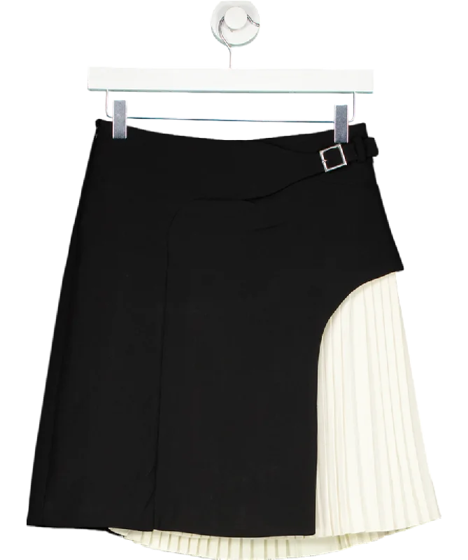 Karen Millen Black Tailored Buckle Detail Pleated Skirt UK 6