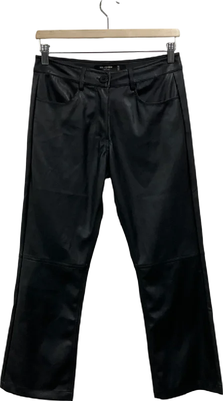 Religion Black Faux Leather Trousers UK XXS