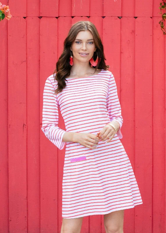 Coral Geo Stripe Cabana Shift Dress