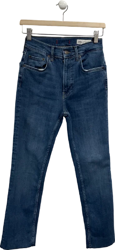 ZARA Blue High Rise Straight Jeans UK 6