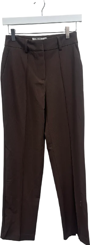 NA-KD Brown Tailored Mid Waist Suit Pants UK 8